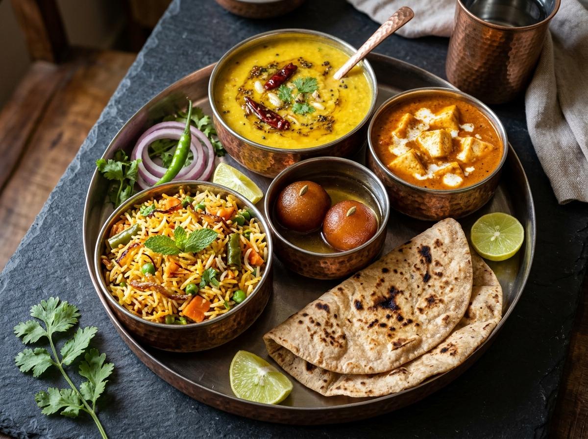 Authentic Indian Thali cooked fresh at Miral's Kitchen